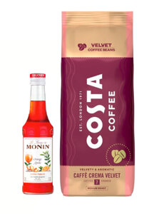 ZESTAW - Kawa ziarnista Costa Coffee Caffe Crema VELVET 1kg + Syrop ORANGE SPRITZ MONIN 0,25 l - opinie w konesso.pl